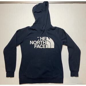 The North Face Hoodie Women's S/P Blue White Graphic Kangaroo Pocket